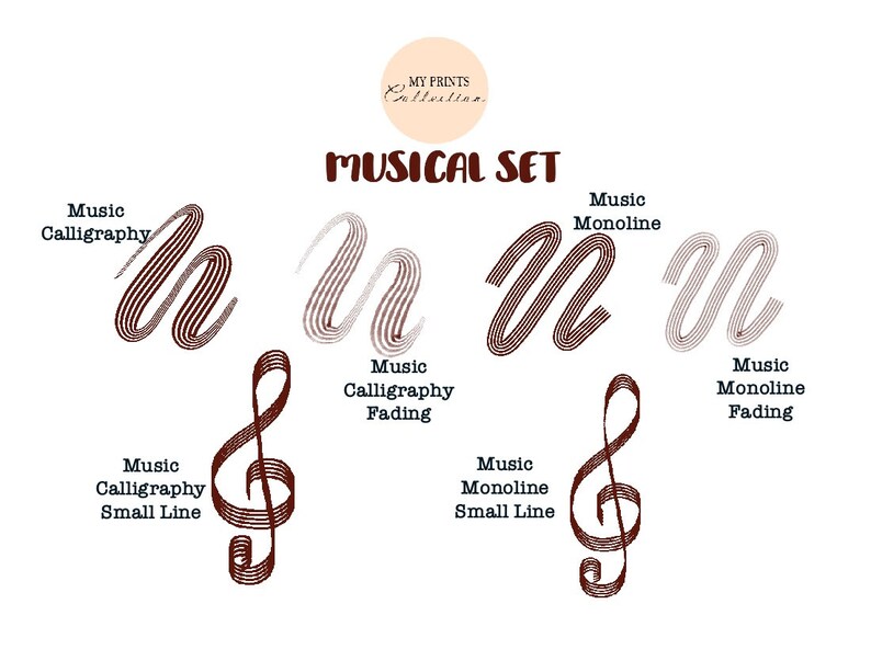 Musical Set 6 Brushes Procreate Brushes iPad Lettering Brush Pack Procreate Brush Set Dual Brushes Symmetry Line Brushes