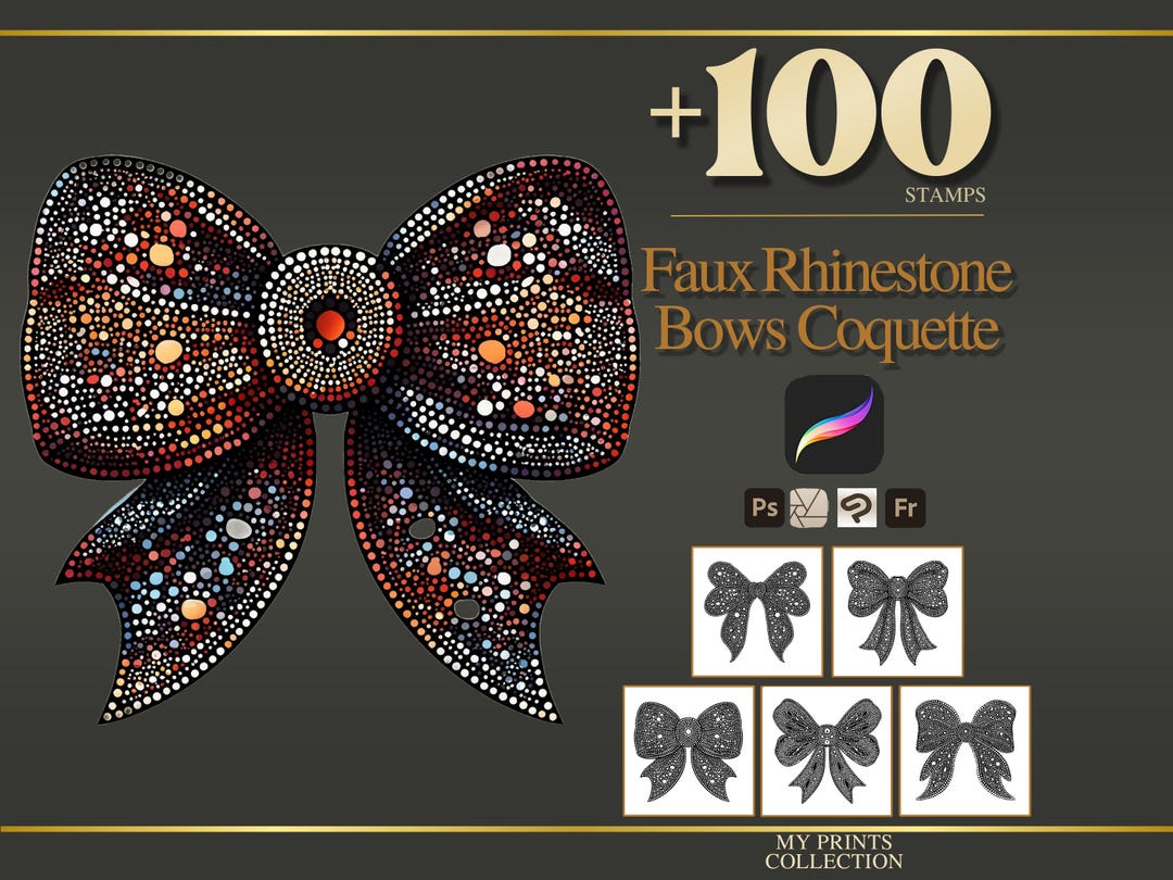 Faux Rhinestone Bows Coquette Procreate Stamps & Photoshop Brushes ...