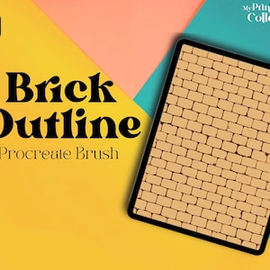 Brick Outline Procreate Single Brush, Seamless Wall Texture Pattern, Floor, Old Brick, Stone, Concrete, Design Tool, Procreate Bundle