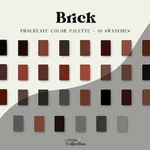 Brick Procreate Color Palette Swatches, Digital Color Download, Seasonal Palette, Color Palette Bundle, Nature Red Wall Dark Tones