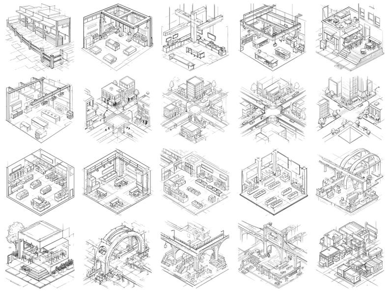 Isometric Cyberpunk Market Scene Procreate Stamps & Photoshop Brushes ...
