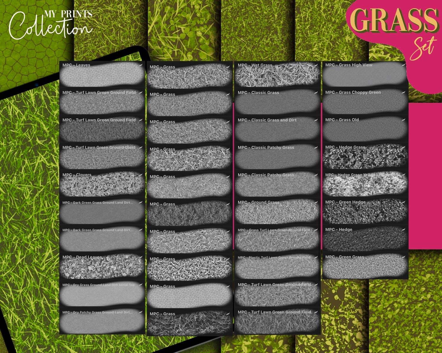 Grass Procreate Brush Set 38 Seamless Pattern Brushes Etsy