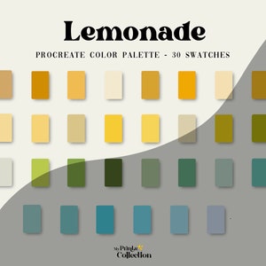 Amostras de paleta de cores Lemonade Procreate, download de cores digitais, paleta sazonal, pacote de paleta de cores, mel terrestre, amarelo primavera laranja