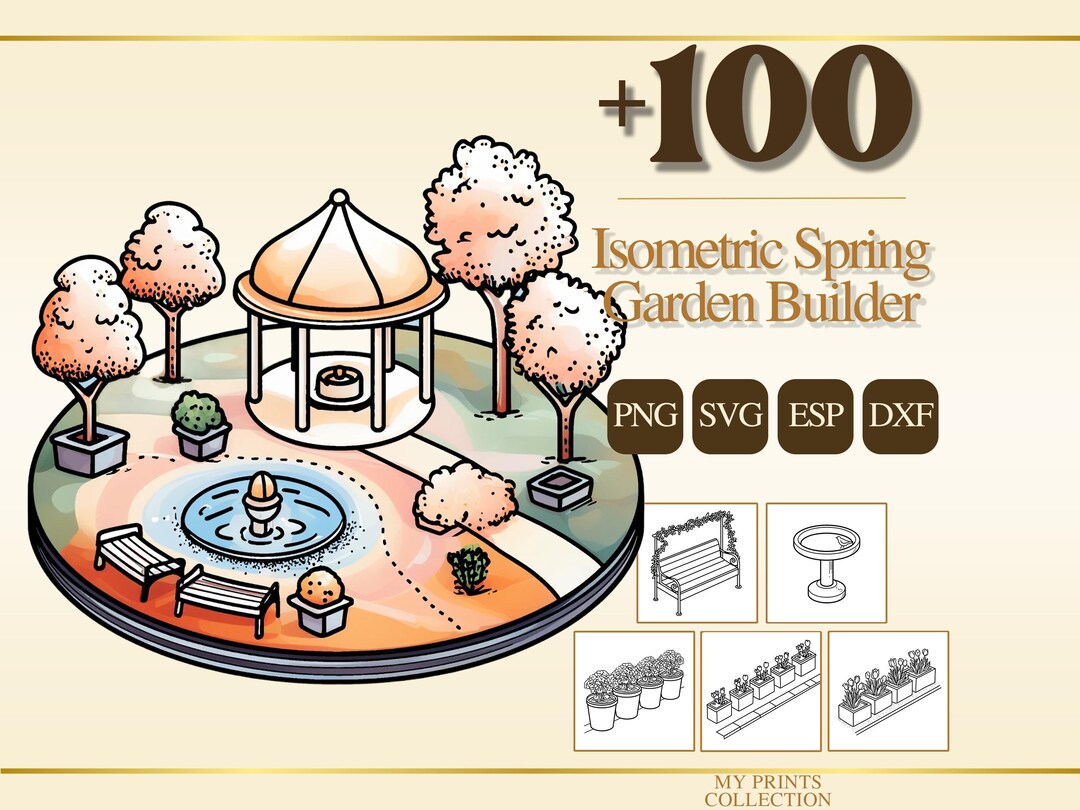 Isometric Spring Isometric Spring Garden Builder PNG Bundle – 100+ Cricut & Silhouette ...