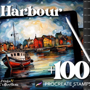 100+ Procreate Harbour Stamps, Nature Water Boat Landscape DND Magical Whimsical, Digital Download, Digital Art Supply, Procreate Brush