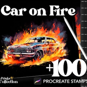 100+ Car on Fire Procreate Stamps: Dynamic Art (Digital Download)