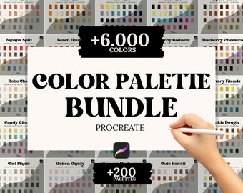 Méga lot de palettes de couleurs Procreate, plus de 200 palettes, plus de 6 000 échantillons, kit de couleurs d'art numérique et d'illustrations