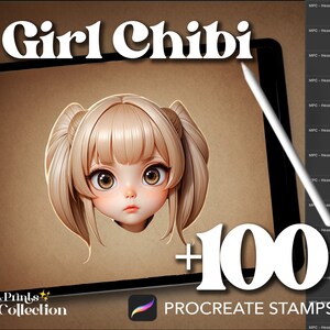 100+ Procreate Head Girl Chibi Stamps, Body Figure Pose Sketch Cartoon Manga Anime, Digital Download, Digital Art Supply, Procreate Brush