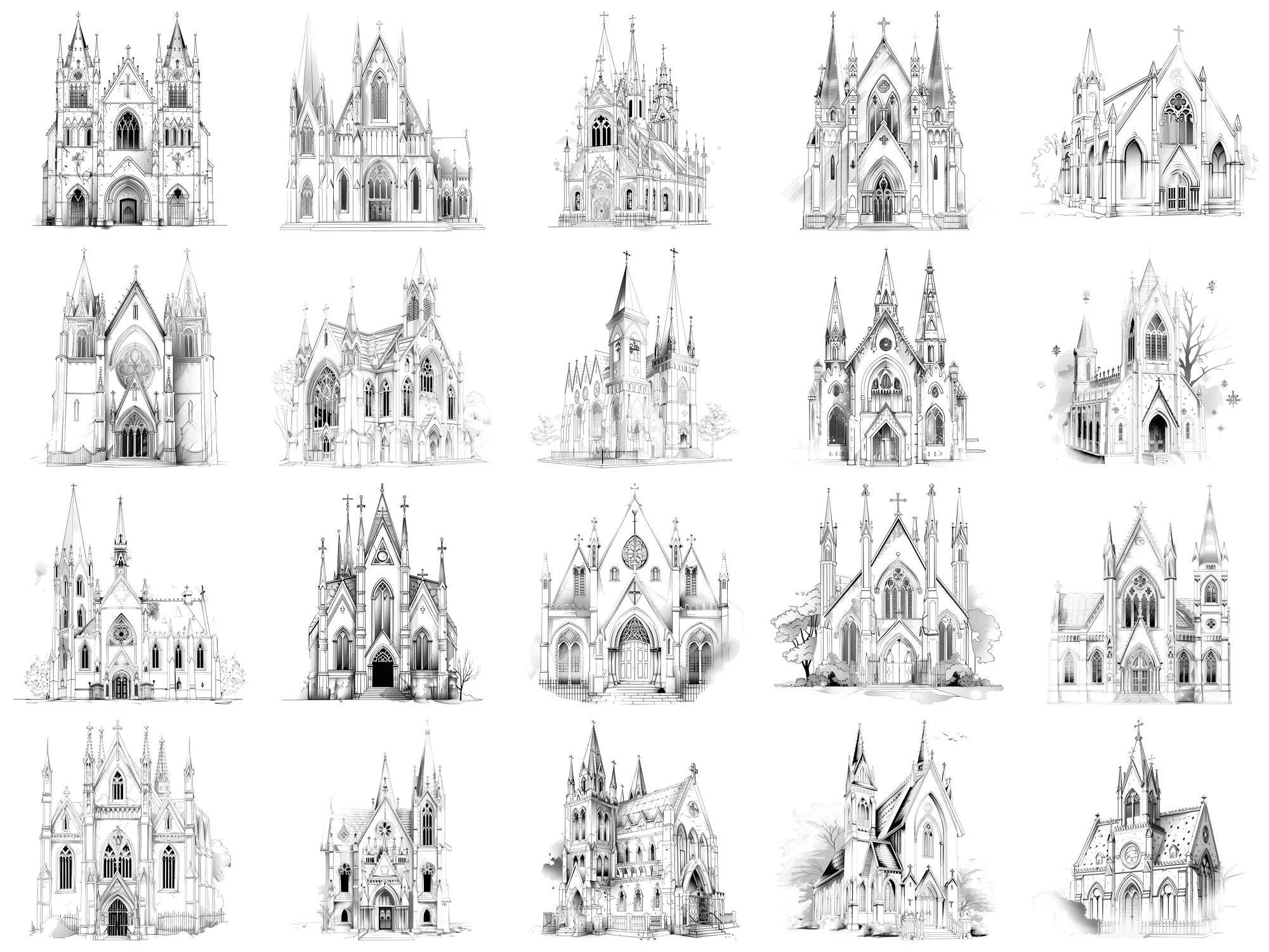 Gothic Church Photoshop Brushes & Procreate Stamps – 100+ Place House ...