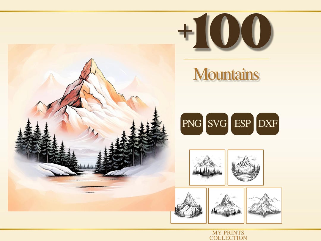 Mountains PNG Bundle – 100+ Cricut & Silhouette Files, SVG, DXF, Eps ...