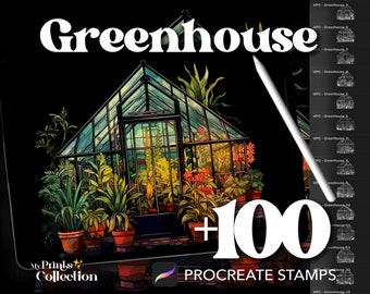 100+ Procreate Greenhouse Stamps, Floral Flower Nature Botanical Home Decor Design, Digital Download, Digital Art Supply, Procreate Brush