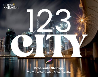 City View Procreate Stamps Pack 123 Sellos Skyline