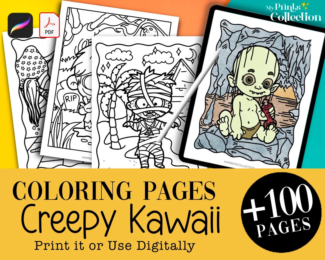 100 Cute Creepy Kawaii Halloween Coloring Pages Printable PDF ...
