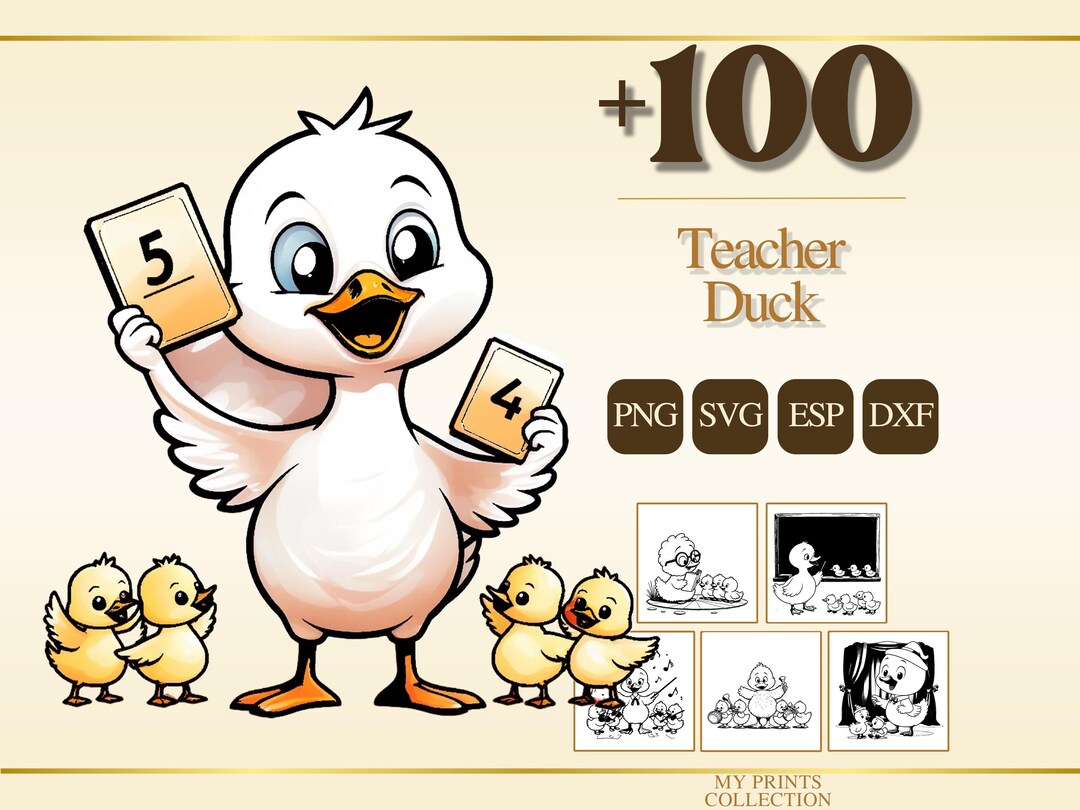 Teacher Duck PNG Bundle – 100+ Cricut & Silhouette Files, SVG, DXF, Eps ...