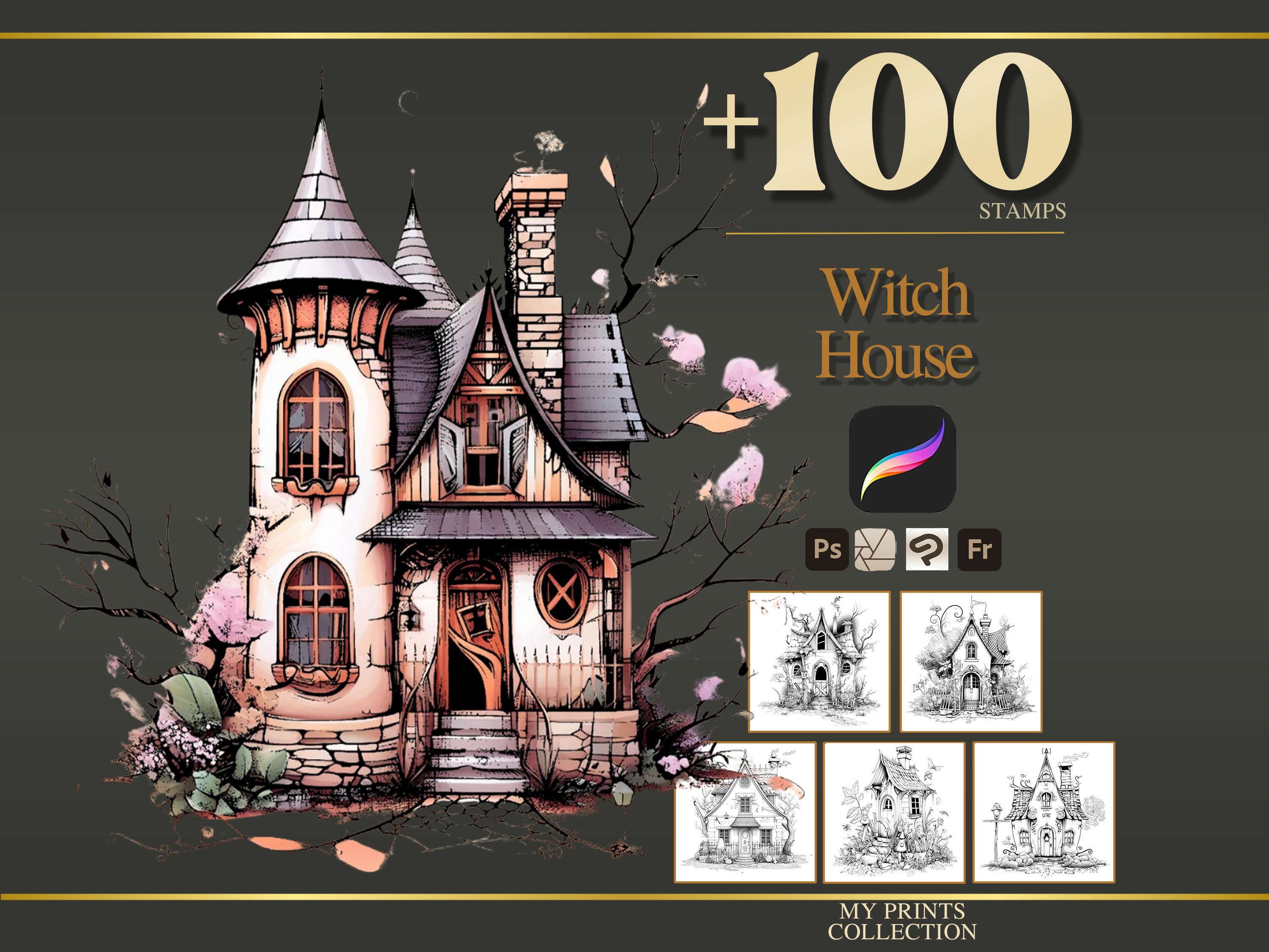 Witch House Procreate Stamps & Photoshop Brushes – 100+ Place House ...