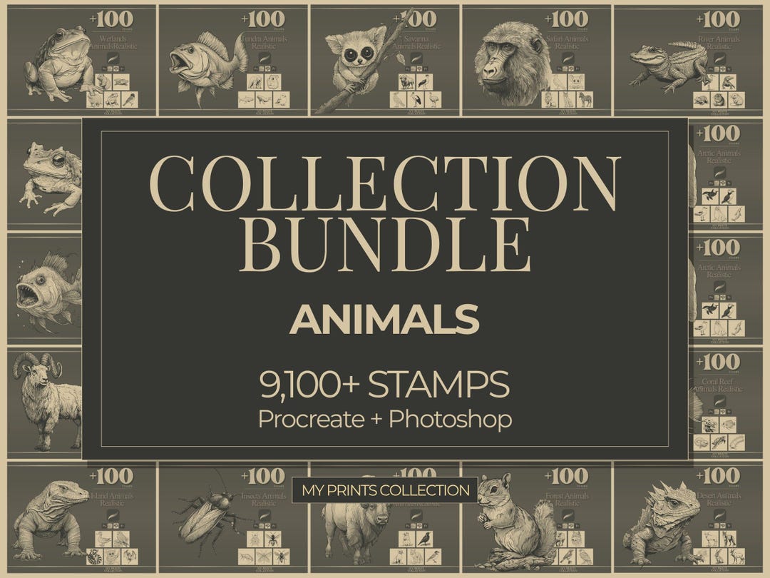 Animals Realistic Procreate Stamps & Photoshop Brushes Collection ...