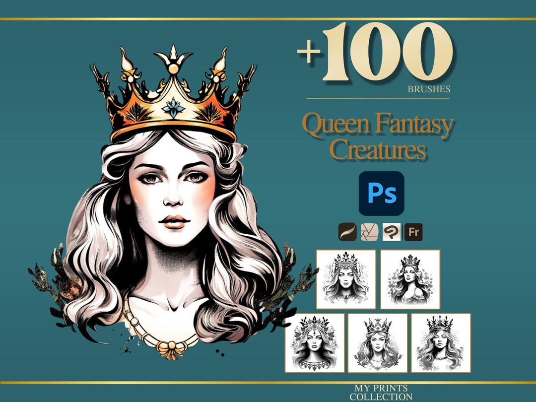 Queen Photoshop Brushes & Procreate Stamps – 100+ Fantasy Creatures ...