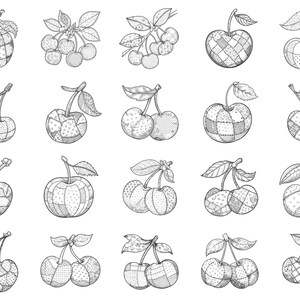 Cherry Patchwork Procreate-stämplar och Photoshop-penslar – 100+ modequilttexturer, tatueringar, digital konst, clipart, linjekonst, penselpaket bild 2