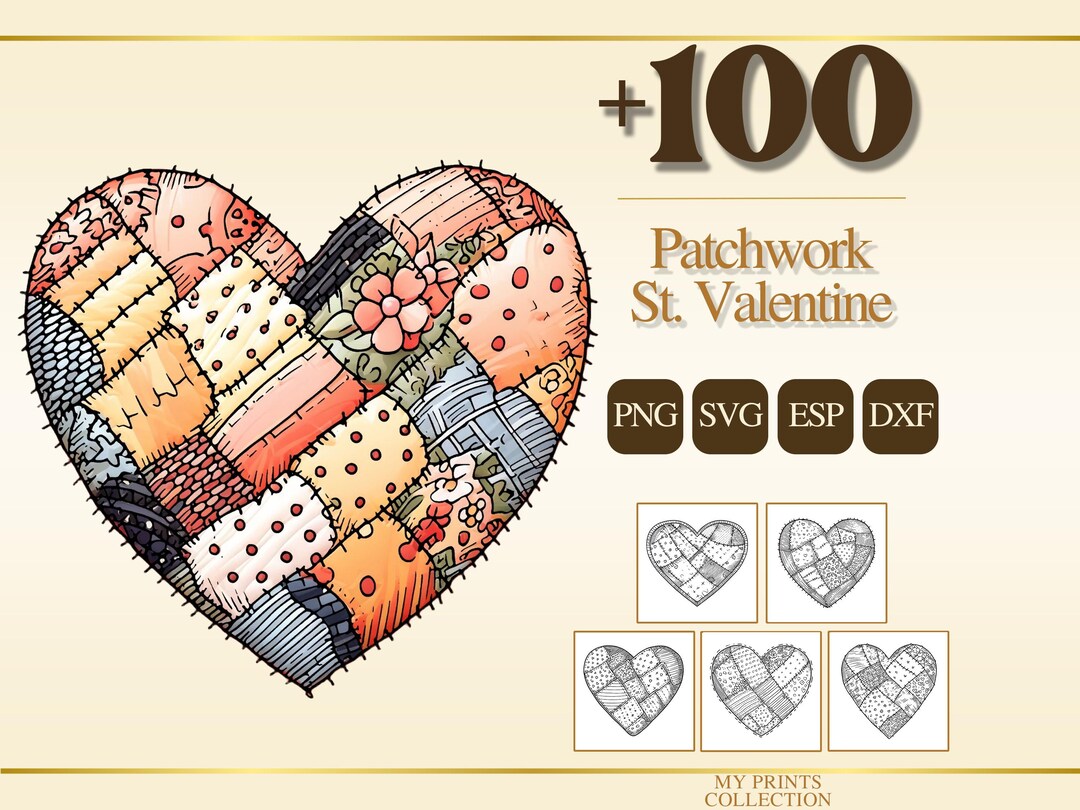 Valentine Patchwork PNG Bundle – 100+ Fashion Quilt Texture, Cricut ...