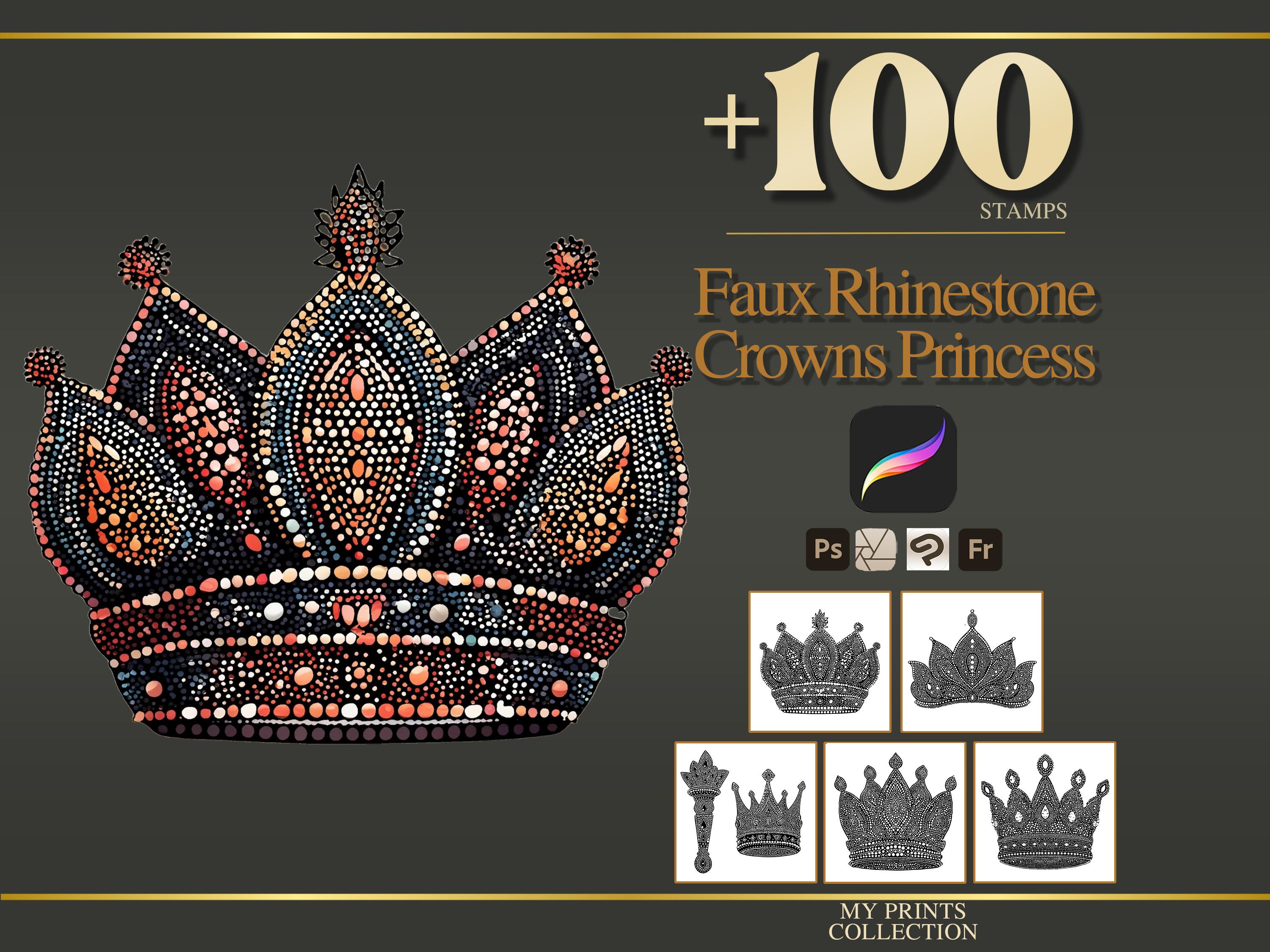 Faux Rhinestone Crowns Princess Procreate Stamps & Photoshop Brushes ...