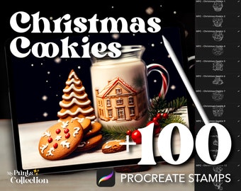 100+ Procreate Christmas Cookies Stamp, Sweet Treat Bakery Milk Glass Festive Xmas Winter, Digital Download, Digital Supply, Procreate Brush