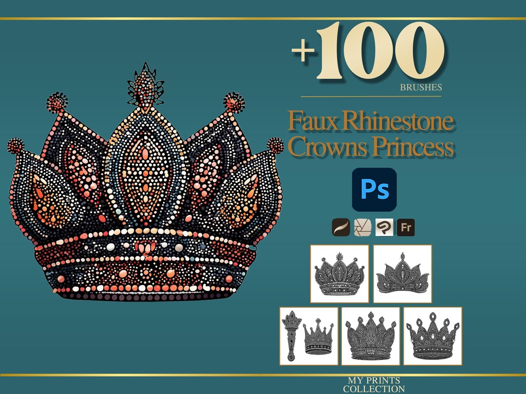 Faux Rhinestone Crowns Princess Photoshop Brushes & Procreate Stamps ...