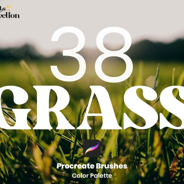 Grass Procreate Brush Set | 38 Seamless Pattern Brushes | Foliage | Clovers | Lawn | Hay | Florest | Nature Texture | Illustration