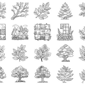 Timbri Procreate e pennelli Photoshop Forest Patchwork: oltre 100 texture per trapunte alla moda, tatuaggi, arte digitale, clipart, disegni al tratto, pacchetto di pennelli immagine 3