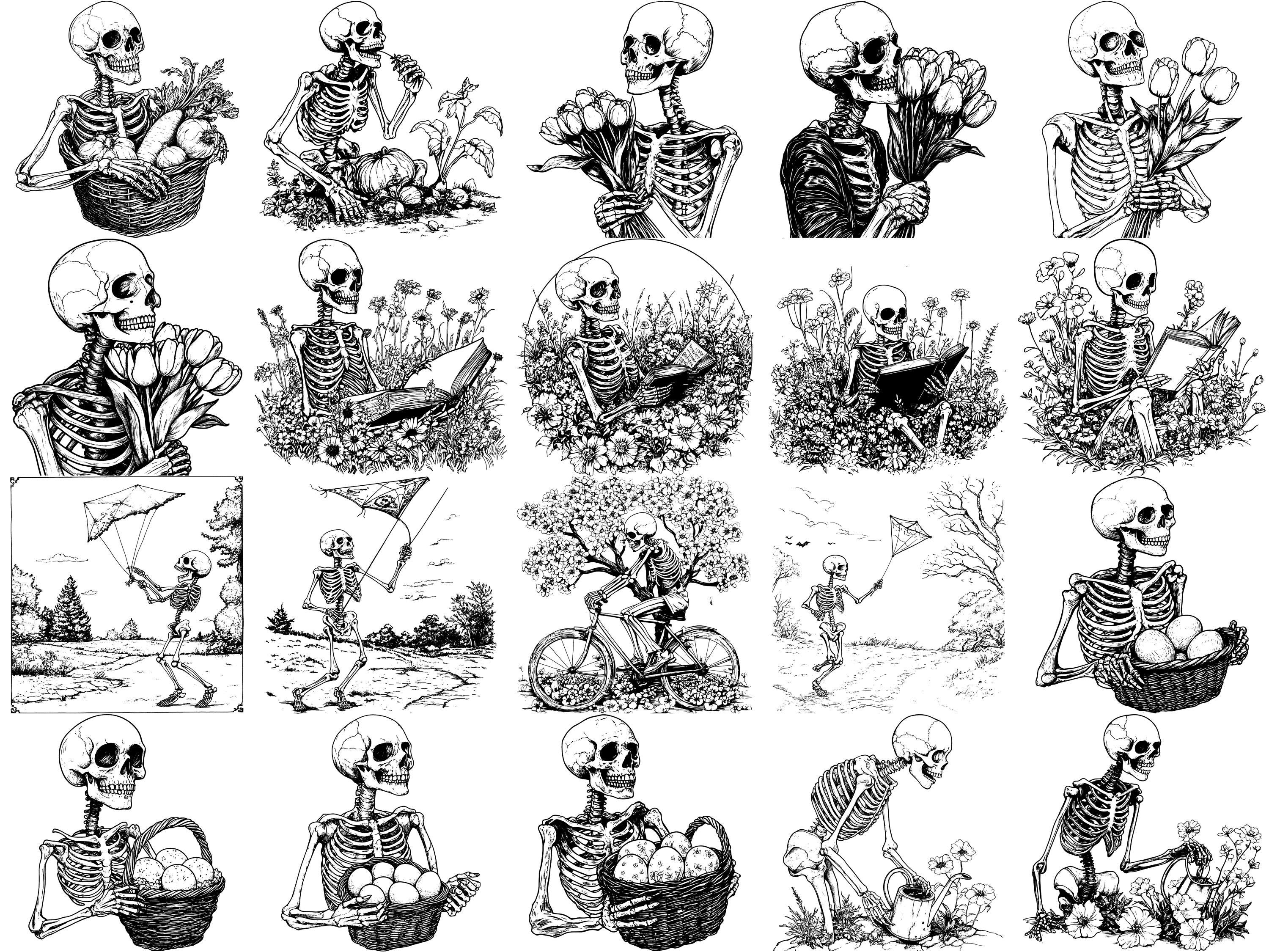 Spring Skeleton Realistic Halloween Photoshop Brushes & Procreate ...