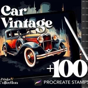 100+ Vintage Car Procreate Stamps: Road Transport Designs (Digital Download)