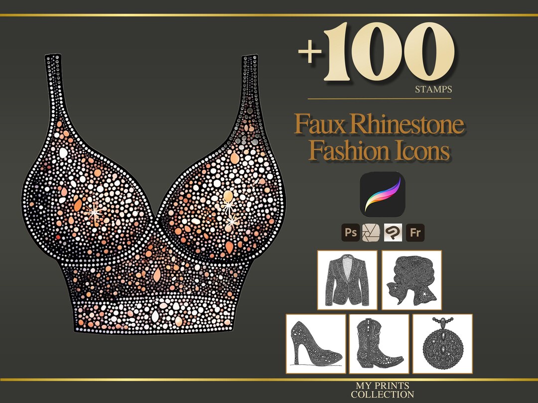 Faux Rhinestone Fashion Icons Procreate Stamps & Photoshop Brushes ...