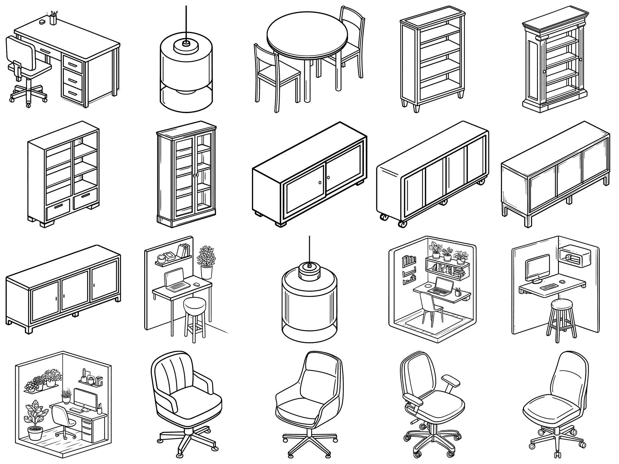 Isometric Office and Study Builder Procreate Stamps & Photoshop Brushes ...