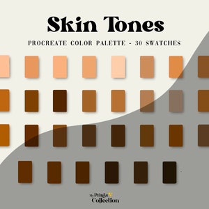 Palette colori Skin Tones Procreate, set di 30 campioni di colori per iPad, tavolozza di arte digitale per l'app Procreate