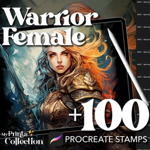 100+ Procreate Kriegerin Stempel, Fantasy Kreaturen DND Magisch, wunderlich, digitaler Download, digitale Kunst Versorgung, Procreate Pinsel
