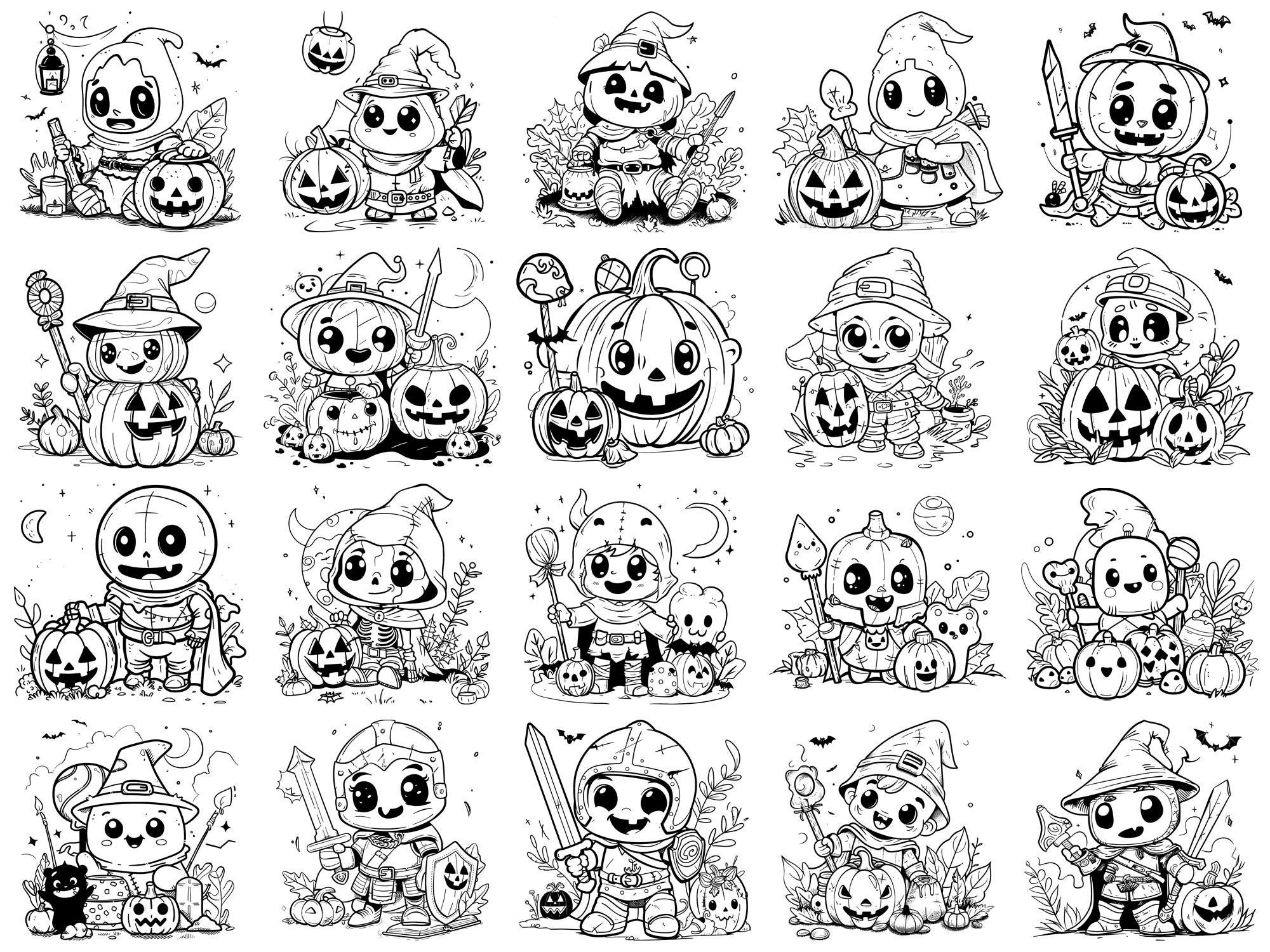 Warrior Kawaii Halloween Procreate Stamps & Photoshop Brushes – 100 ...