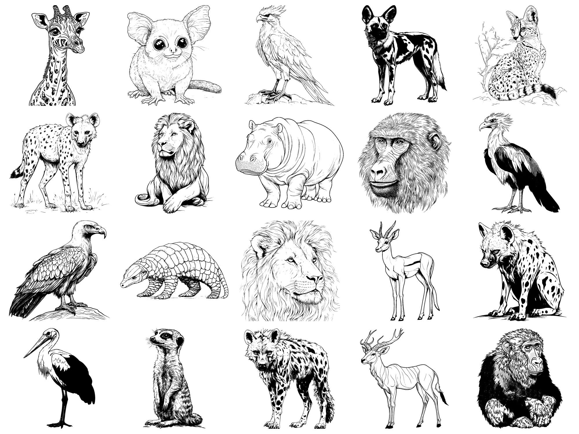 Safari Realistic Animals Procreate Stamps & Photoshop Brushes – 100 ...