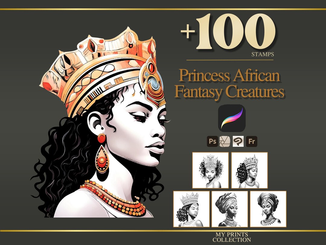 African Princess Procreate Stamps & Photoshop Brushes – 100+ Fantasy ...