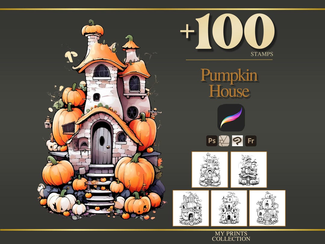 Pumpkin House Procreate Stamps & Photoshop Brushes – 100+ Place House ...