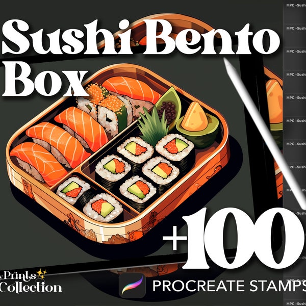 100+ Procreate Sushi Bento Box Stamps, Culinary Bakery Restaurant Drinks Beverage, Digital Download, Digital Art Supply, Procreate Brush