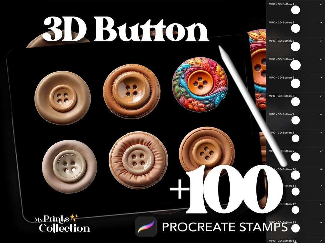 100+ Procreate 3D Button Stamps, 3D Fashion Cloth, Procreate Brush ...