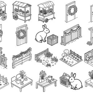 Isometric Easter Builder Procreate Stamps & Photoshop Brushes – 100+ Clipart, Illustration, Line Art, Stencil, Brush Pack image 7
