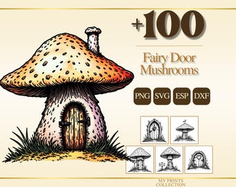 Fairy Door Mushrooms PNG Clipart, 100+ Enchanted Mushroom Door Transparent Download, Fairycore Commercial Use SVG EPS Dxf