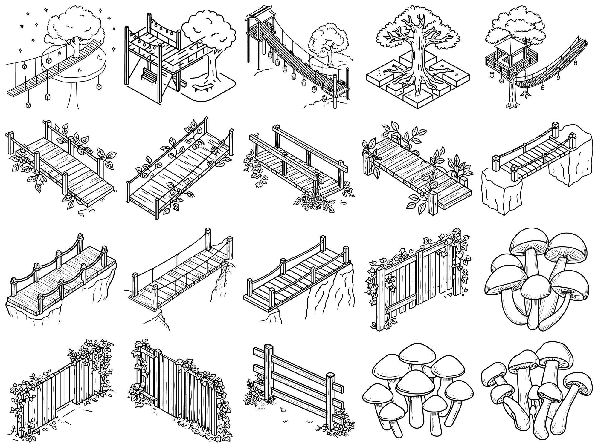 Isometric Enchanted Forest Builder Procreate Stamps & Photoshop Brushes ...