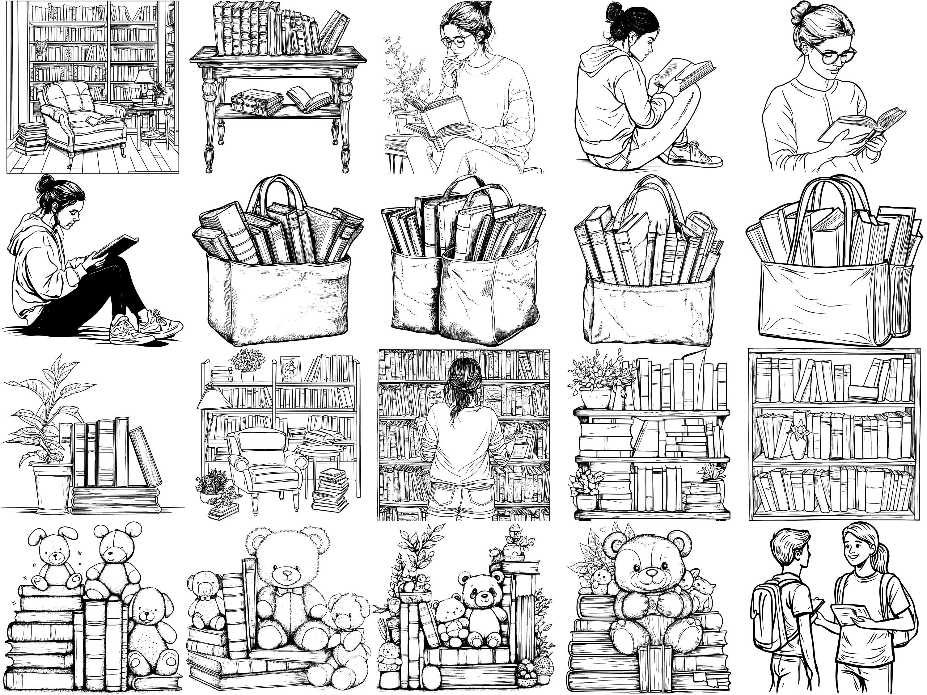 School Libraries PNG Bundle – 100+ Cricut & Silhouette Files, SVG, DXF ...
