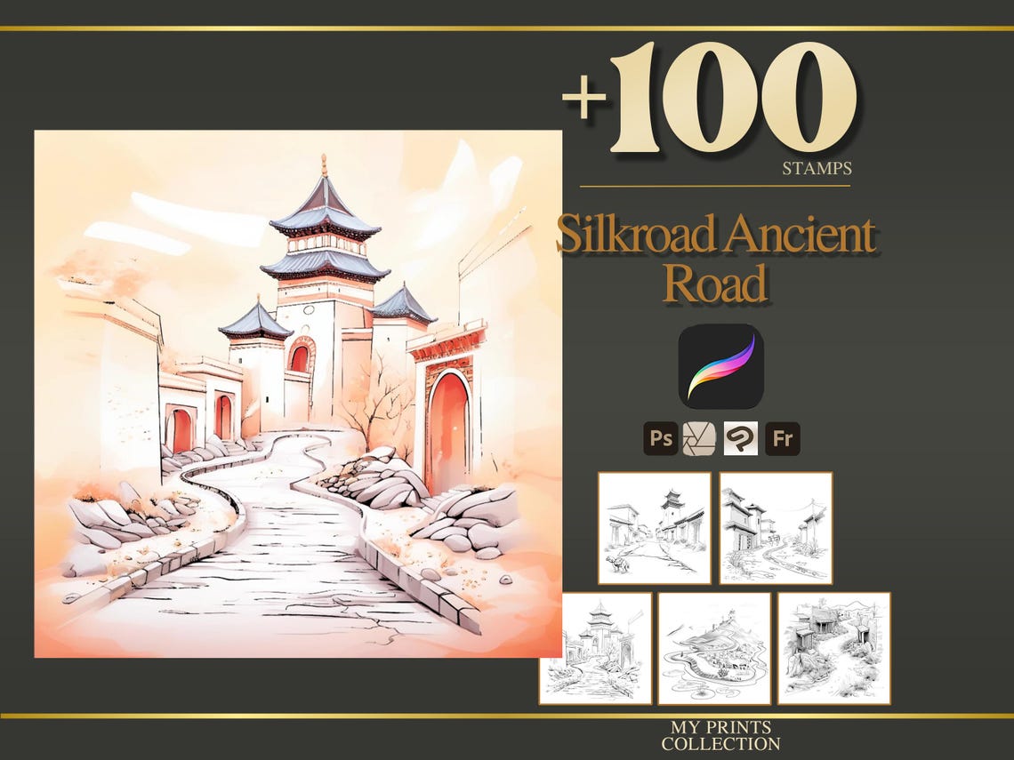 Silkroad Ancient Road Procreate Stamps & Photoshop Brushes – 100 ...