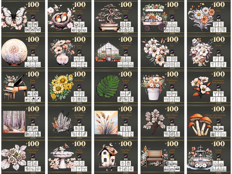 MEGA BUNDLE PROCREATE - Plus de 200 000 tampons et pinceaux Procreate, pinceaux de texture, formes, dessins au trait, kawaii, pinceaux réalistes et à thème image 14