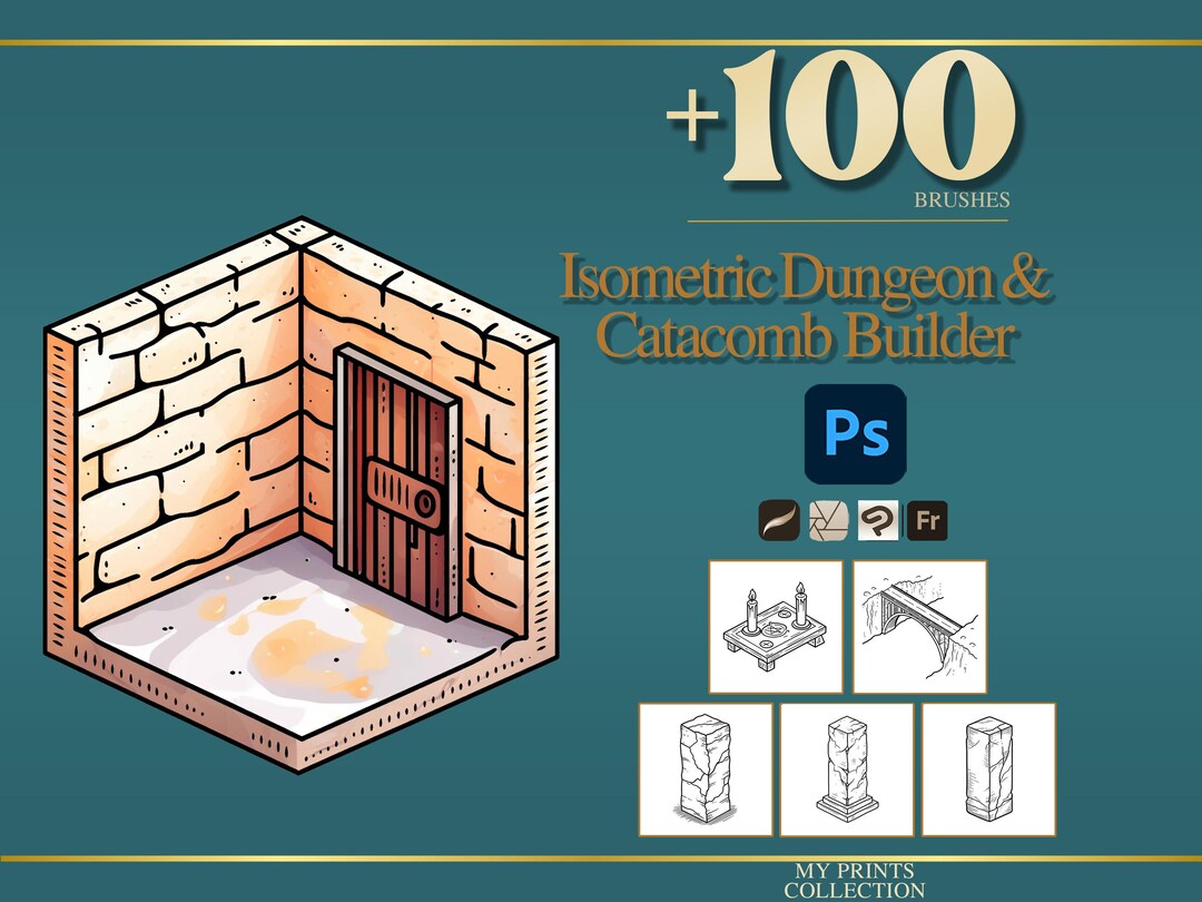 Isometric Dungeon and Catacomb Builder Photoshop Brushes & Procreate ...