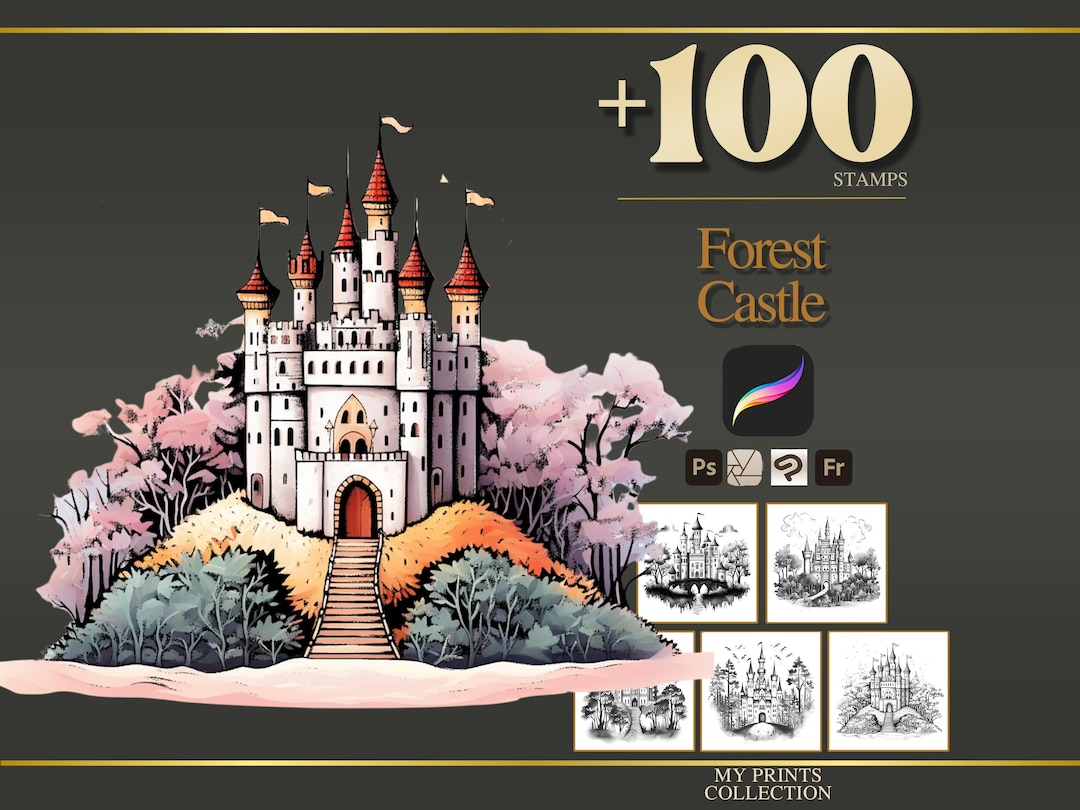 Forest Castle Procreate Stamps & Photoshop Brushes – 100+ Place House ...