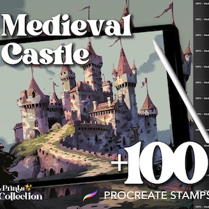 100+ Procreate Burg Mittelalterliche Briefmarken, Innenarchitektur Dekor Raumlandschaft, digitaler Download, digitales Kunstzubehör, Procreate Pinsel