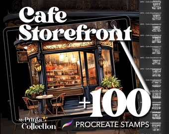 100+ Procreate Cafe Storefront Stamps, Interior Design Decor Interior Room Fantasy, Digital Download, Digital Art Supply, Procreate Brush